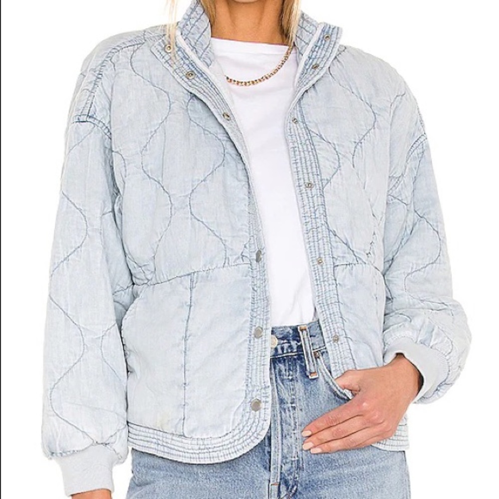 Quilted Sun Bleached Denim Jacket